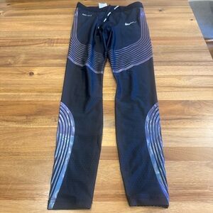 Nike Black and Purple Athletic Leggings